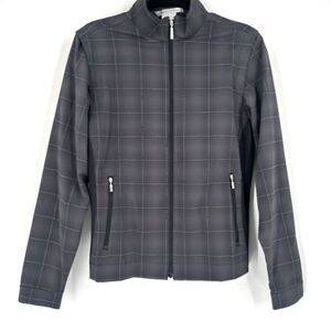 Nike‎ Gold Fitdry Dri-fit Plaid Black Purple Full Zip Windbreaker Jacket Medium